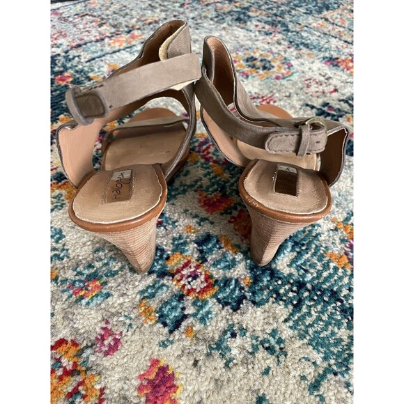 Halogen Clarette Brown Leather‎ Wedge Sandals Size 7.5 - Picture 3 of 9